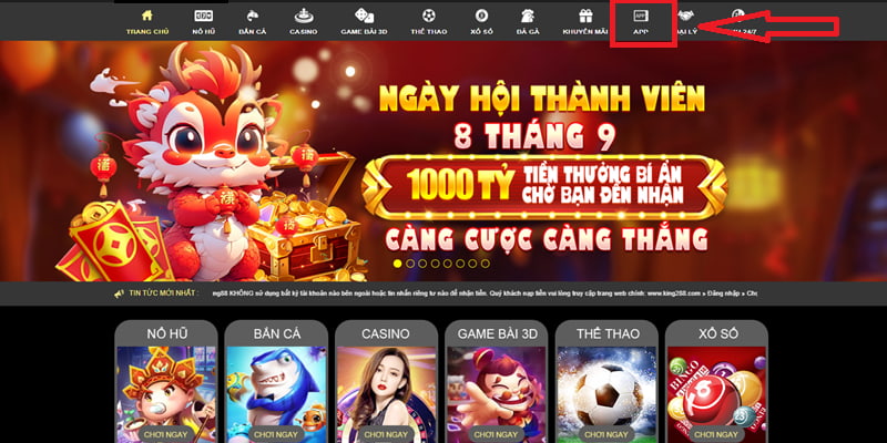 Các bước tải app King88